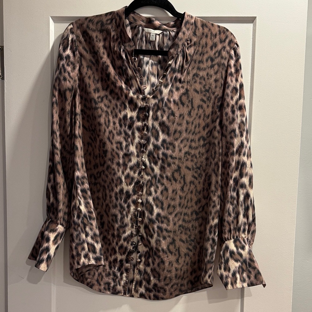 Joie Leopard Print Button-Up Blouse